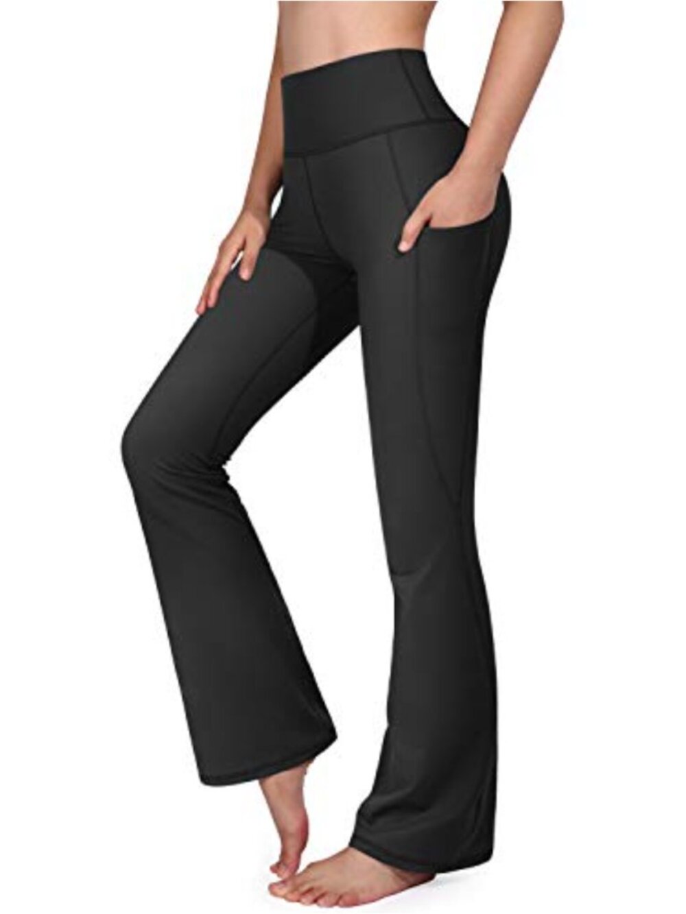 High Waisted Bootcut Yoga Pants with Pockets, Flared Leggings, Nylon